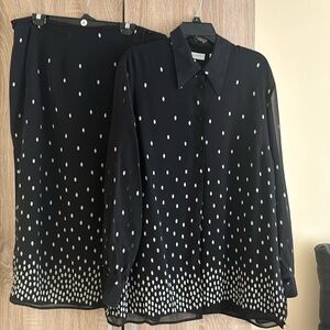 Plus 2 Pieces Silk Blouse and Skirt